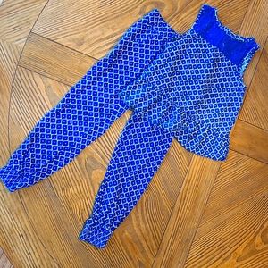 Blue tank and jogger pant set size 8
